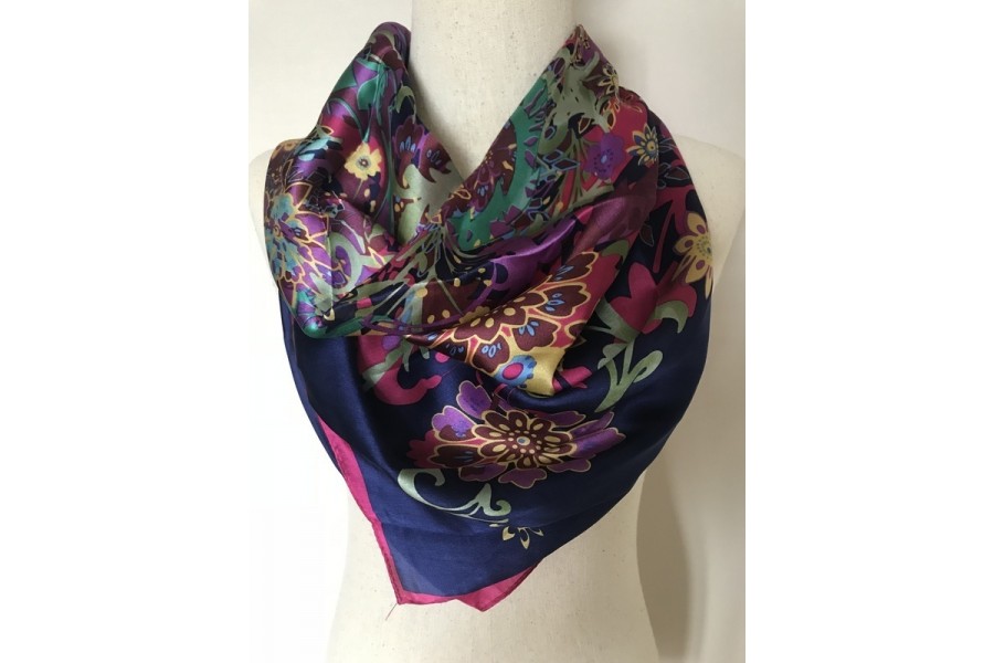 Foulard Carré Unie Lavande – 57 X 57 Cm, Satin Polyester, Doux Et Brillant - 2