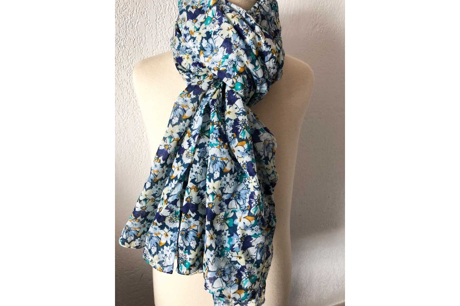 Foulard Chèche Keffieh Gentleman Farmer - Bleu Bordeaux, 100% Coton, Neuf Avec étiquettes, 190x70 Cm