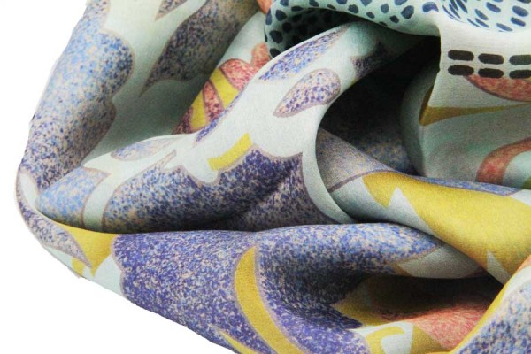 Foulard Carré Vintage JODHPUR En Soie 100% - Fait Main En Italie, Multicolore, Motif Géométrique