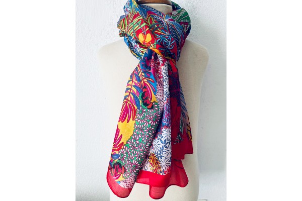 Foulard Carré Rose Uni En Polyester - Style Soie, Pour Femme