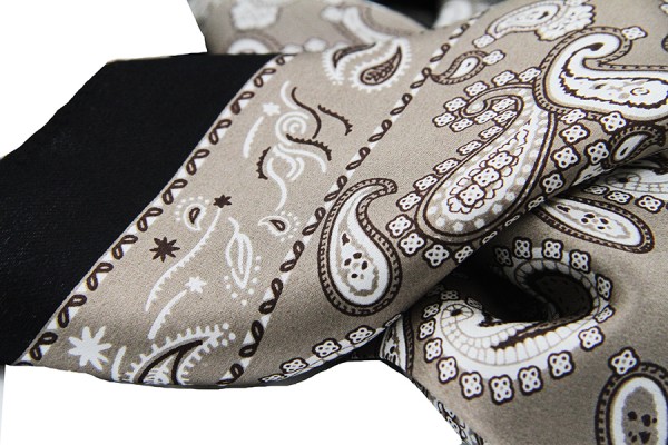 Foulard Carré Homme Bandana Vintage Rétro 70x70cm - Noir