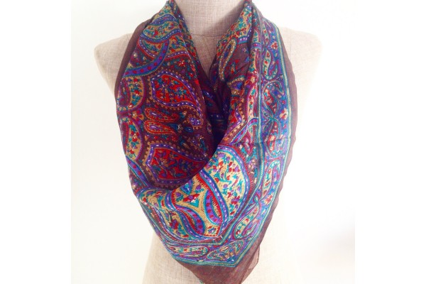 Red silk square scarf
