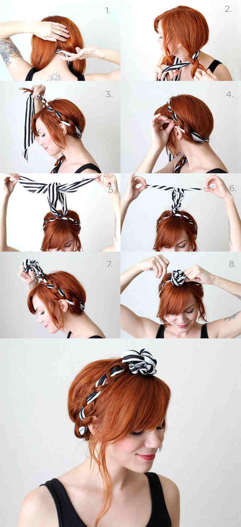 coiffure avec foulard tresse