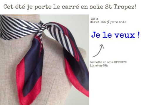 Foulard Ou écharpe Camaïeu Marine Et Rouge à Motifs Géométriques - En Coton Pour Femme (occasion)